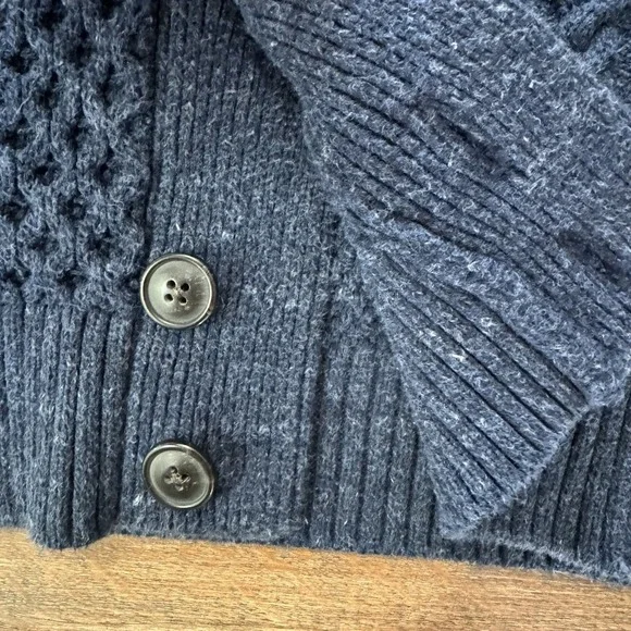 Gap Blue Cable Knit Chunky Cardigan Men's Sz L Fisherman Classic